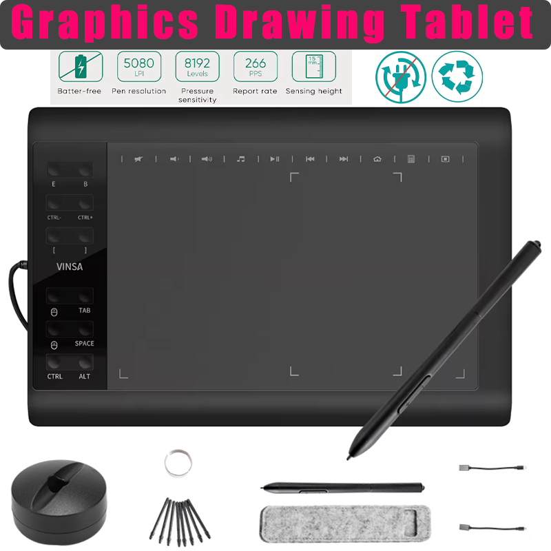 Digital Drawing Tablet - Profesjonalny tablet graficzny do rysowania, 12