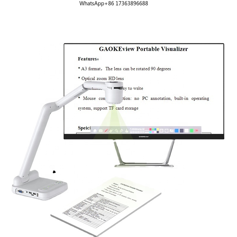 Document Camera Visualizer - Skaner dokumentów Gaoke A3A4 Mini, kamera